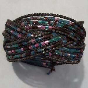 Multicolor Beaded Wrap Bracelet in Beautiful Rainbow Iridescent Whimsigoth Magic